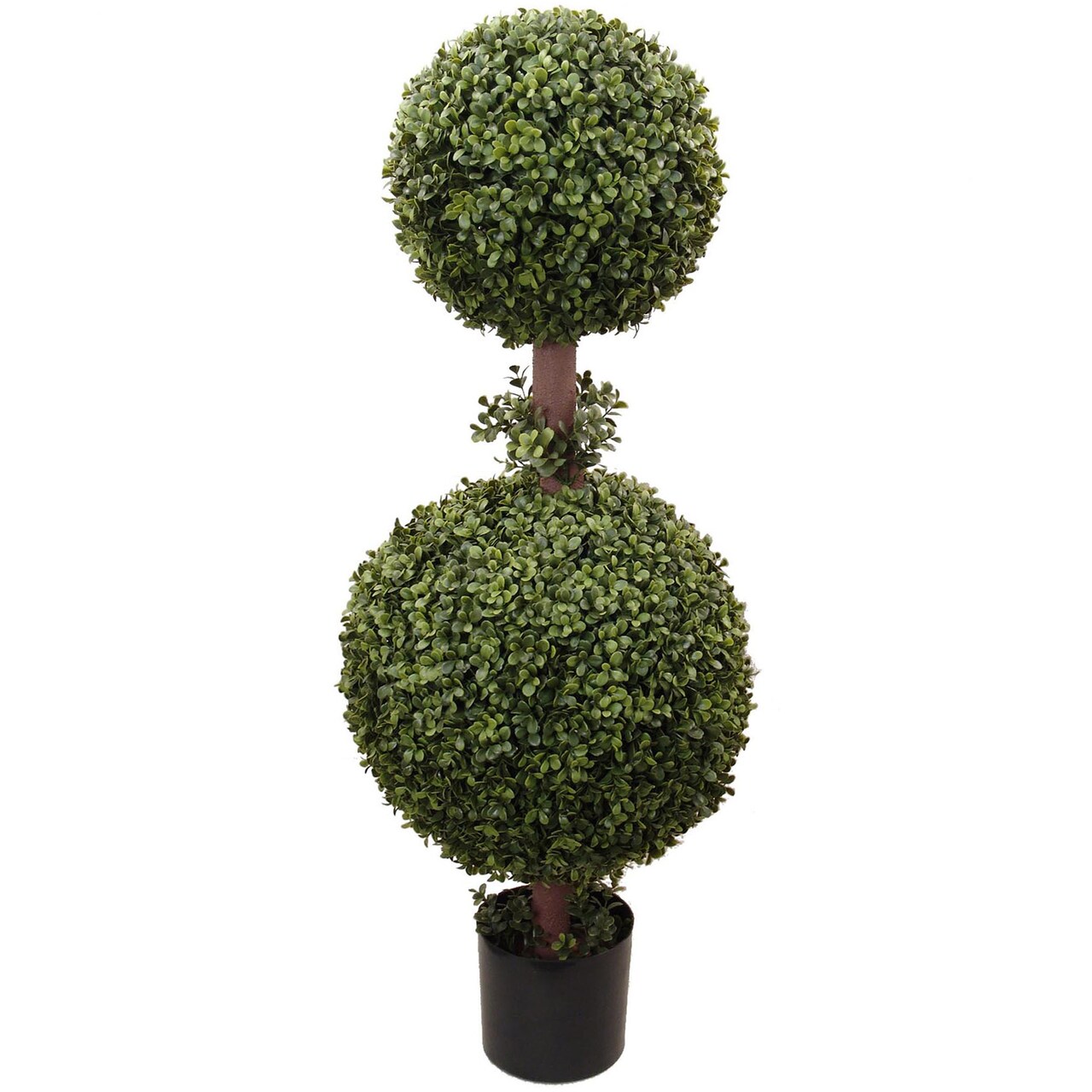 35" Double Boxwood Ball Topiary Tree in Black Pot, Floral Home by Artificial Flowers